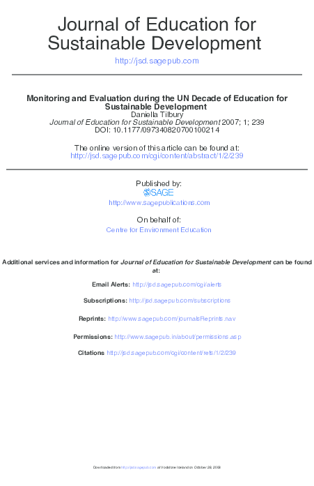 (PDF) Monitoring and evaluation during the UN Decade of Education for ...