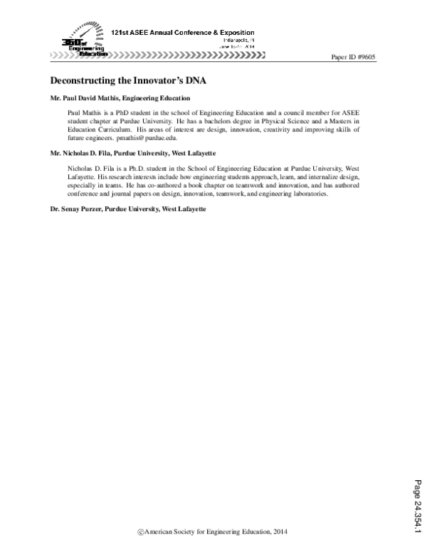 (PDF) Deconstructing the Innovator's DNA