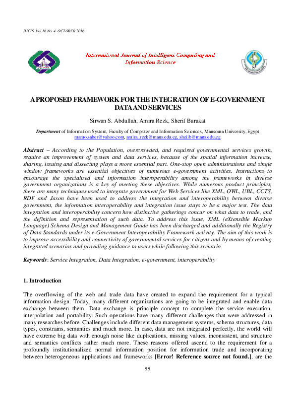 (PDF) A Proposed Framework for the Integration of E-Government Data and ...