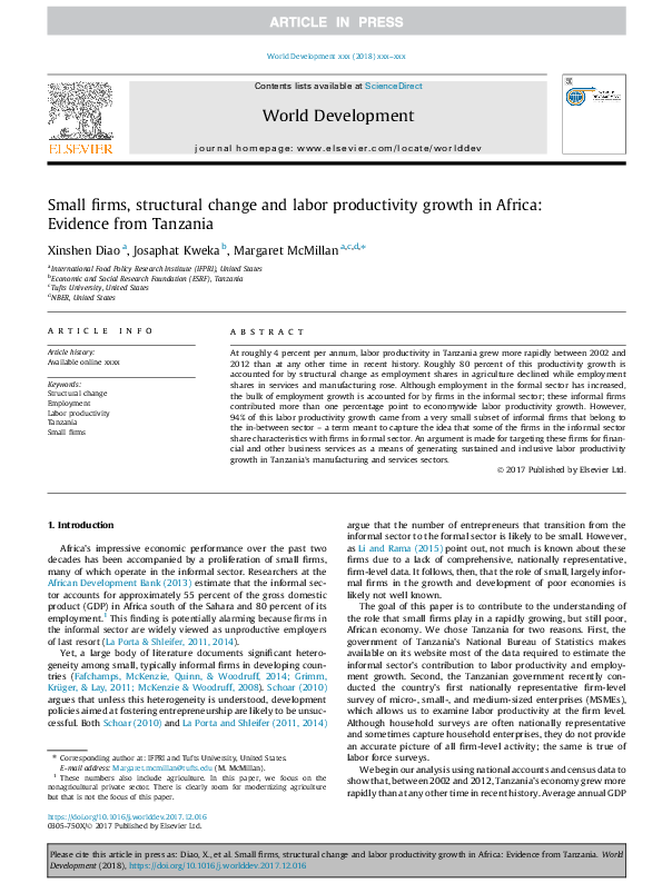 (PDF) Small firms, structural change and labor productivity growth in ...