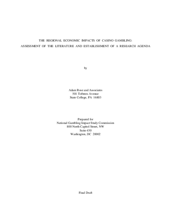 (PDF) The Regional Economic Impacts of Casino Gambling: Assessment of ...