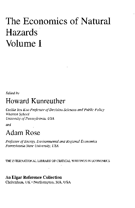 Pdf The Economics Of Natural Hazards