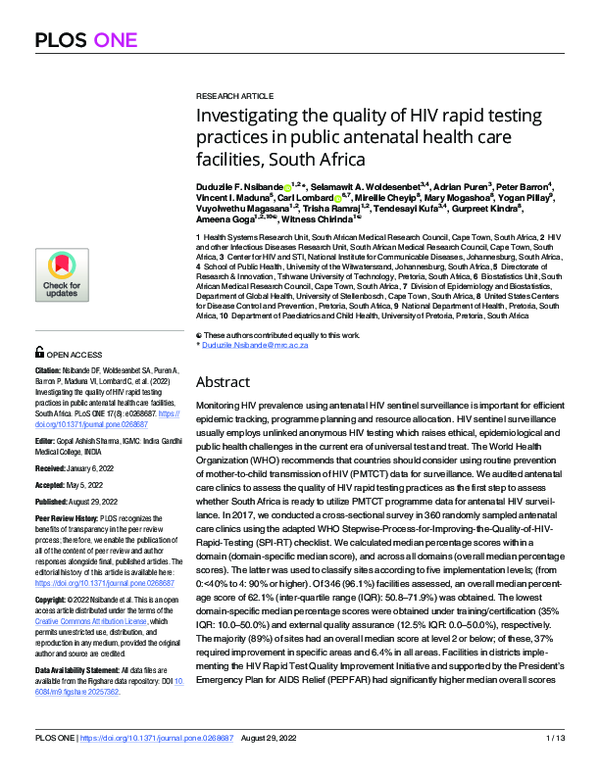 (PDF) Investigating the quality of HIV rapid testing practices in ...