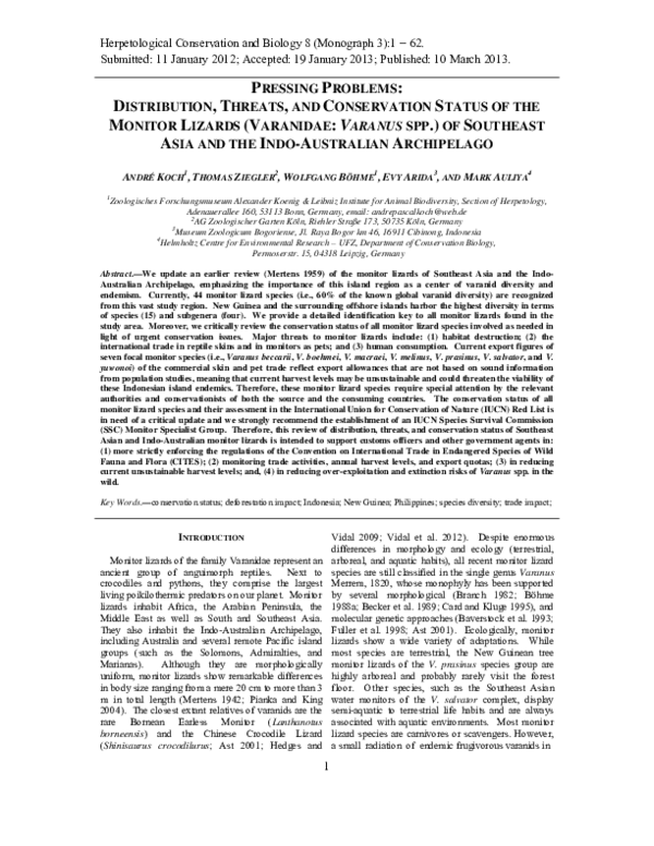 (PDF) Pressing Problems: Distribution, Threats, and Conservation Status ...