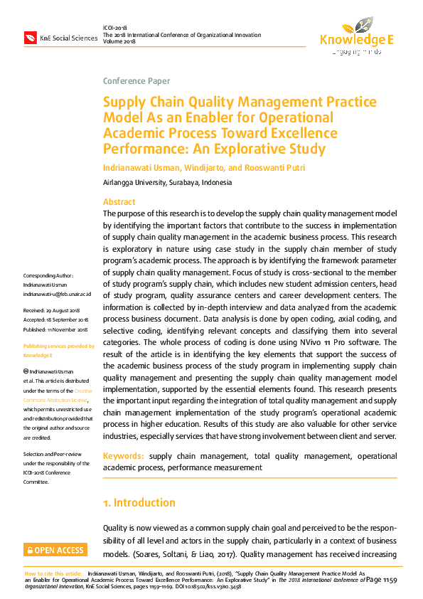 (PDF) Supply Chain Quality Management Practice Model As an Enabler for