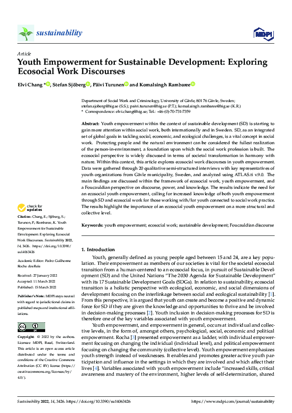 (PDF) Youth Empowerment for Sustainable Development: Exploring ...