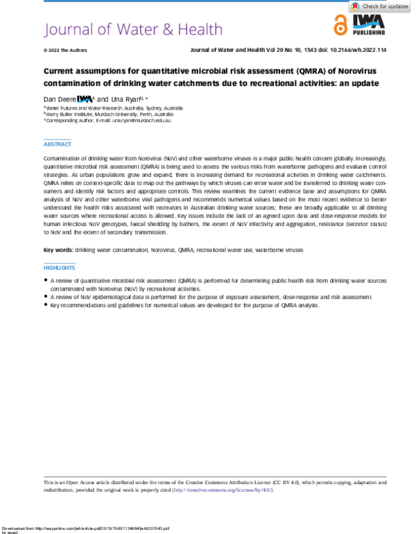 (PDF) Current assumptions for quantitative microbial risk assessment ...