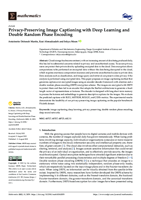 (PDF) Privacy-Preserving Image Captioning with Deep Learning and Double ...