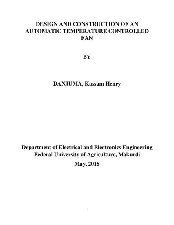 (PDF) DESIGN AND CONSTRUCTION OF AN AUTOMATIC TEMPERATURE CONTROLLED