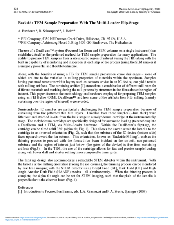 (PDF) Backside TEM Sample Preparation With The Multi-Loader Flip-Stage