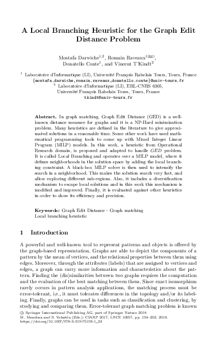(PDF) A Local Branching Heuristic for the Graph Edit Distance Problem