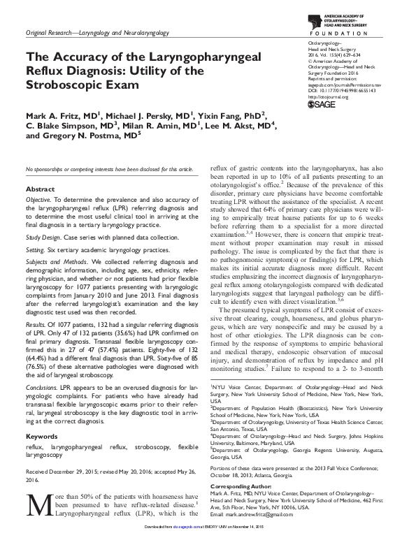 (PDF) The Accuracy of the Laryngopharyngeal Reflux Diagnosis Utility
