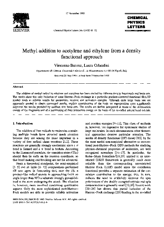 (PDF) Methyl addition to acetylene and ethylene from a density ...