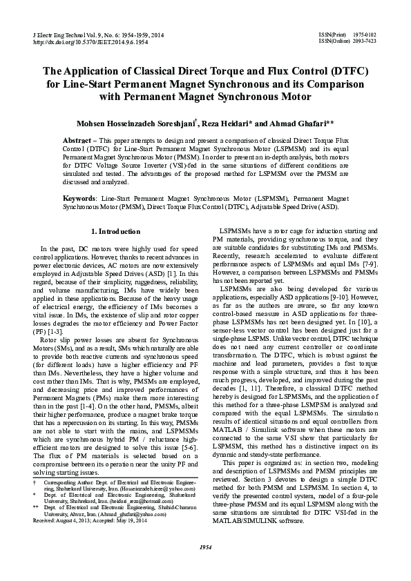 (PDF) The Application of Classical Direct Torque and Flux Control (DTFC ...