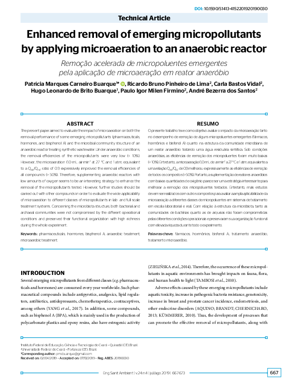(PDF) Enhanced removal of emerging micropollutants by applying ...