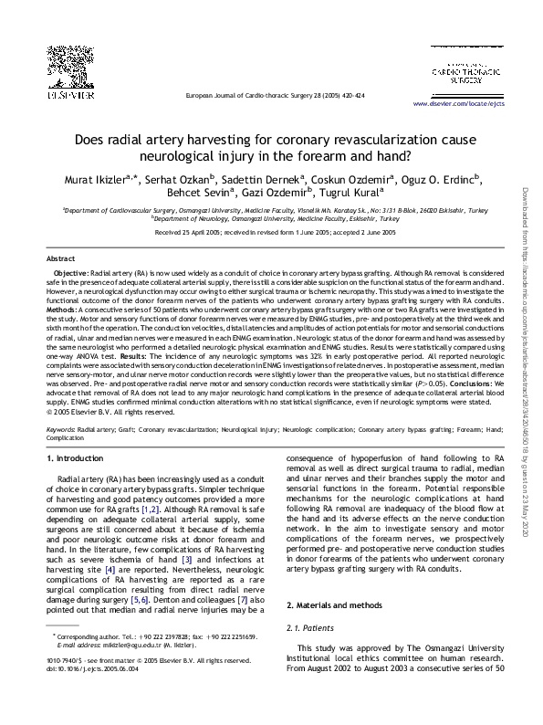 (PDF) Does radial artery harvesting for coronary revascularization ...
