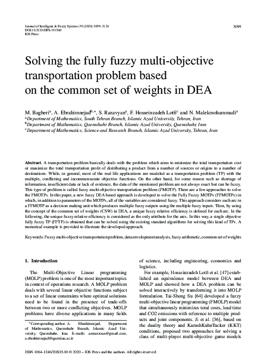 (PDF) Solving the fully fuzzy multi-objective transportation problem ...
