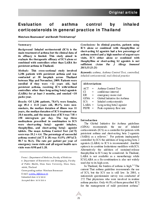 (PDF) Evaluation of asthma control by inhaled corticosteroids in ...