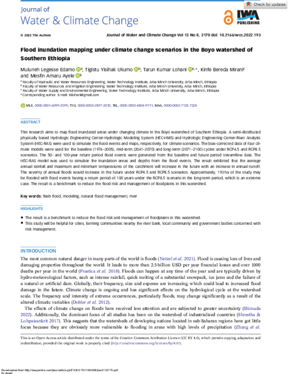(PDF) Flood inundation mapping under climate change scenarios in the ...