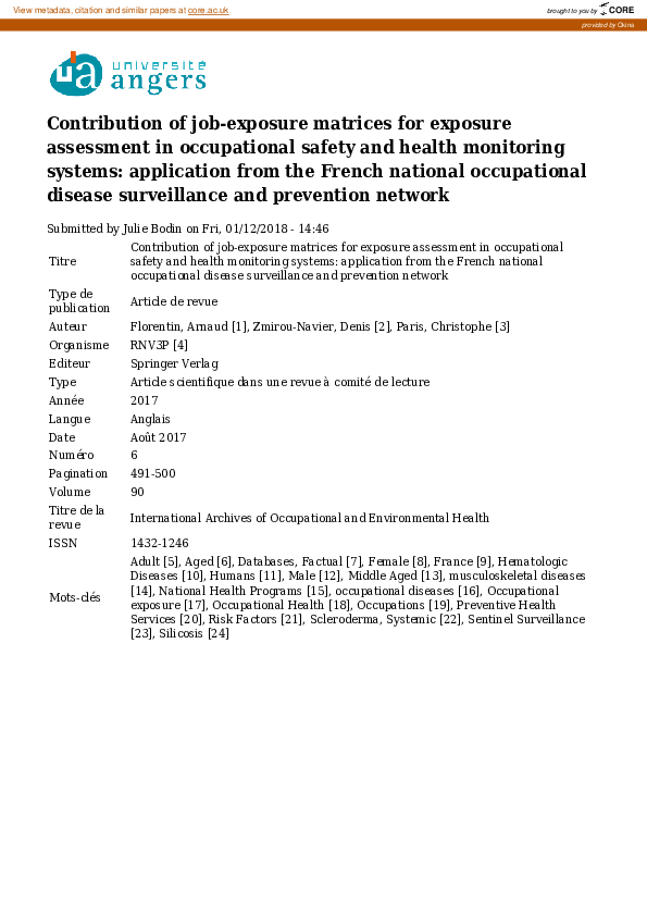(PDF) Contribution of job-exposure matrices for exposure assessment in ...