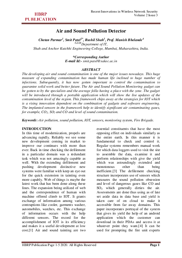 (PDF) Air and Sound Pollution Detector