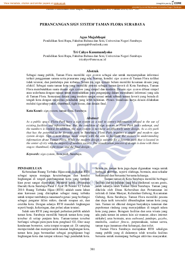 (PDF) Perancangan Sign System Taman Flora Surabaya