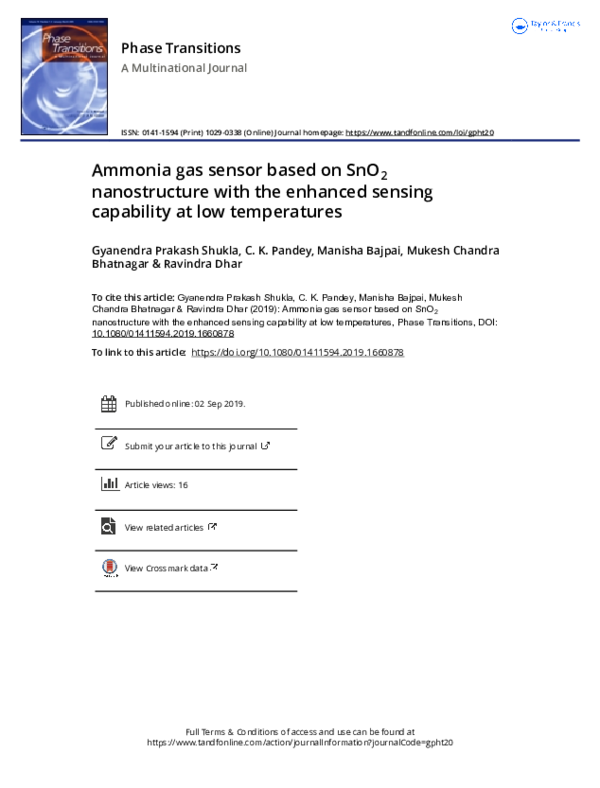 (PDF) Ammonia gas sensor based on SnO2 nanostructure with the enhanced ...