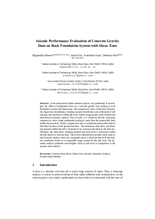 (PDF) Seismic Performance Evaluation of Concrete Gravity Dam on Rock ...