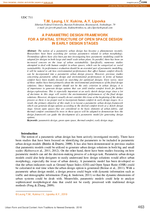 (PDF) A Parametric Design Framework for a Spatial Structure of Open ...
