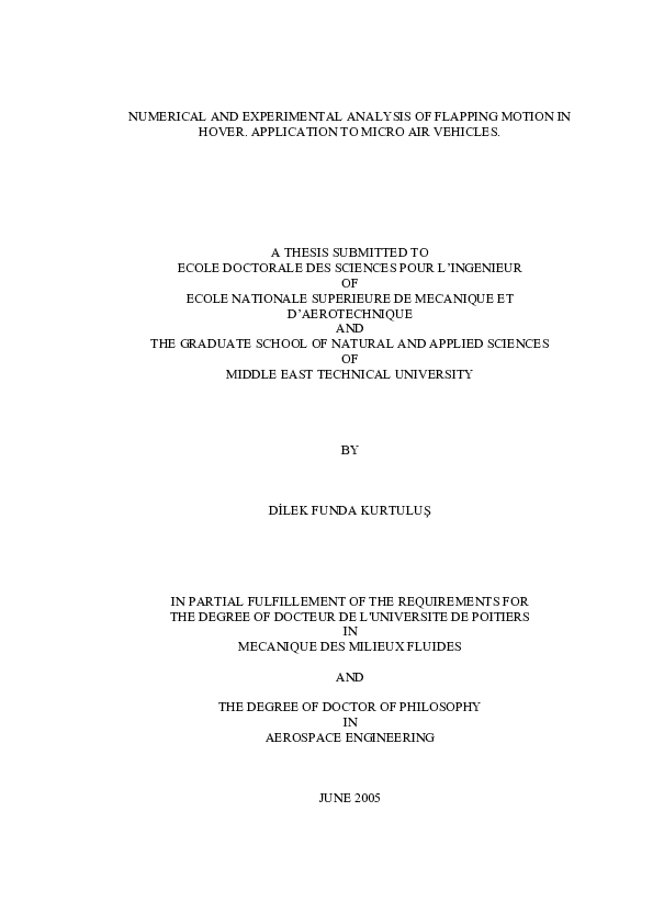 (PDF) Numerical and Experimental Analysis of Flapping Motion in Hover ...