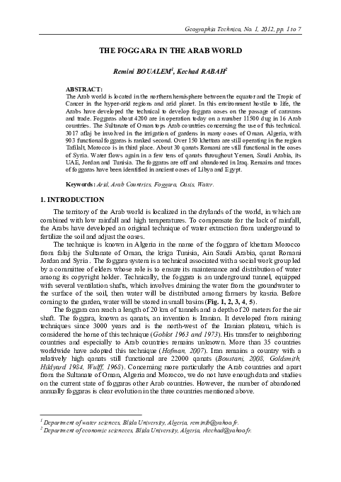 (PDF) The Foggara in the Arab World