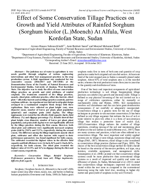 (PDF) Effect of Some Conservation Tillage Practices on Growth and Yield ...