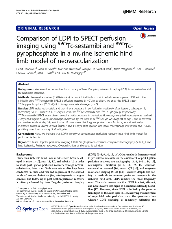 (PDF) Comparison of LDPI to SPECT perfusion imaging using (99m)Tc ...