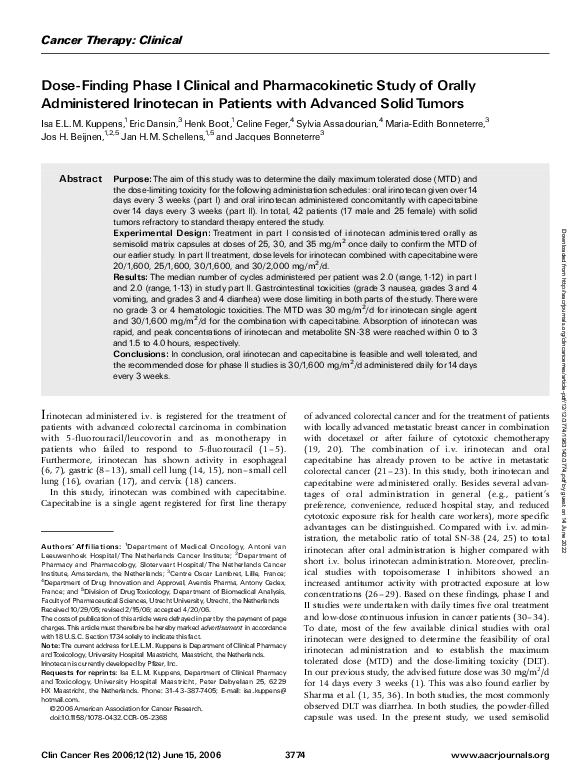 (PDF) Dose-Finding Phase I Clinical and Pharmacokinetic Study of Orally ...
