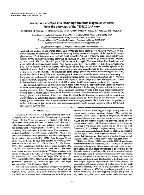 (PDF) Ascent and eruption of a lunar high-titanium magma as inferred ...