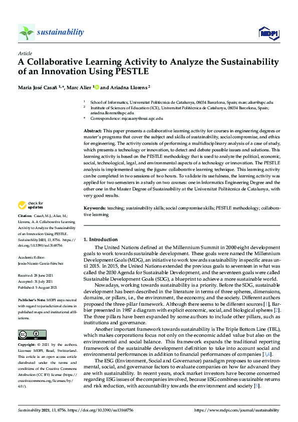 (PDF) A Collaborative Learning Activity to Analyze the Sustainability ...