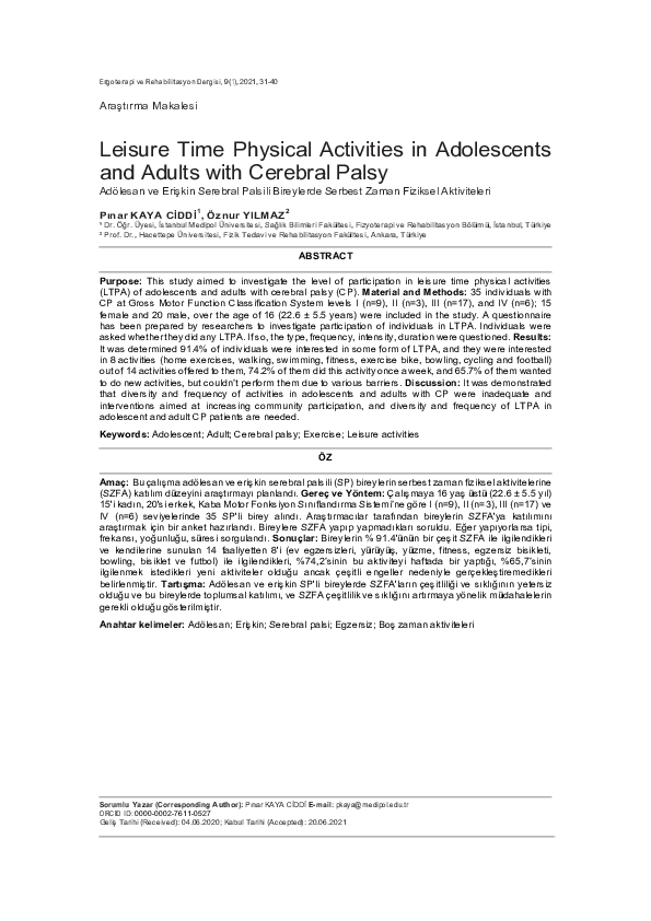(PDF) Leisure Time Physical Activity in Adolescents and Adults with ...