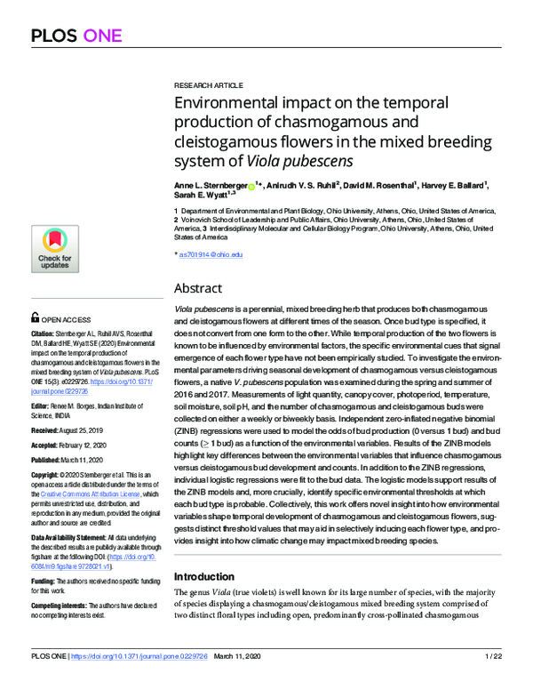 (PDF) Environmental impact on the temporal production of chasmogamous