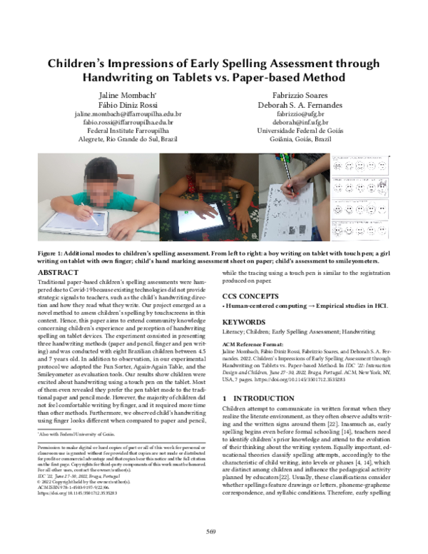 (PDF) Children’s Impressions of Early Spelling Assessment through
