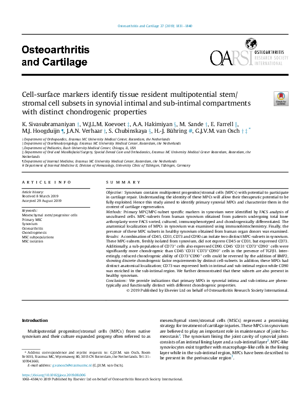 (PDF) Cell-surface markers identify tissue resident multipotential stem ...