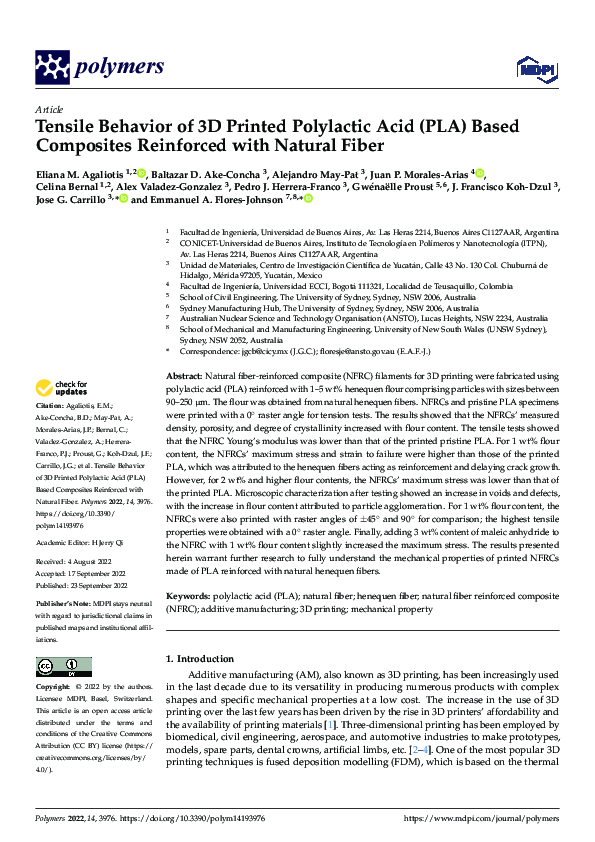 (PDF) Tensile Behavior of 3D Printed Polylactic Acid (PLA) Based ...