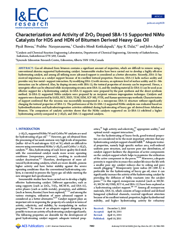 (PDF) Characterization and Activity of ZrO2 Doped SBA-15 Supported NiMo ...