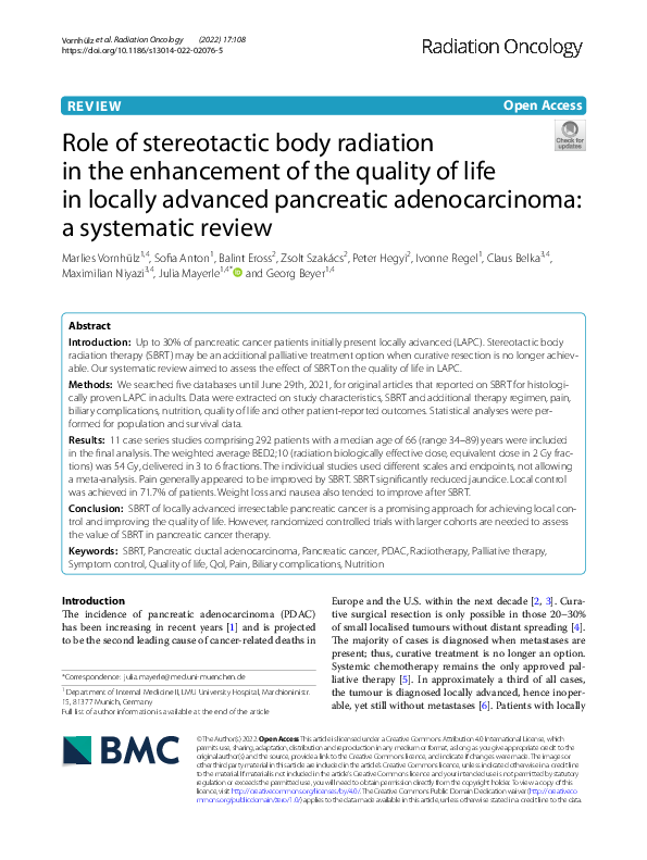 (PDF) Role of stereotactic body radiation in the enhancement of the ...