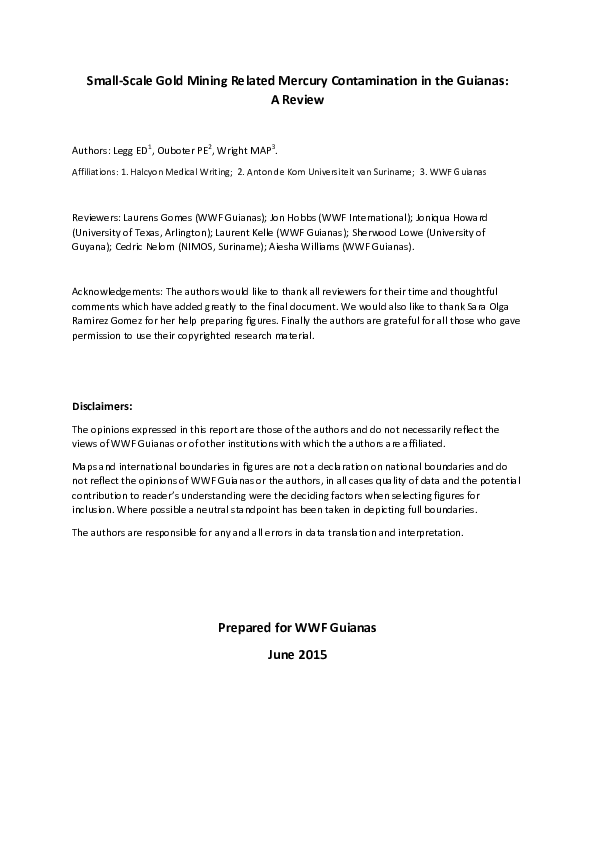 (PDF) Small-Scale Gold Mining Related Mercury Contamination in the ...
