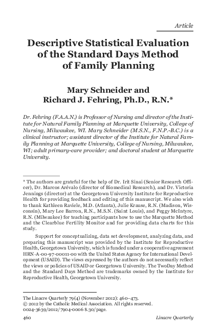 (PDF) Descriptive Statistical Evaluation of the Standard Days Method of ...
