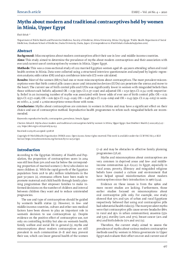 (PDF) Myths about modern and traditional contraceptives held by women ...