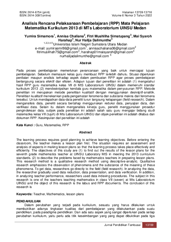 (PDF) Analisis Rencana Pelaksanaan Pembelajaran (RPP) Mata Pelajaran ...
