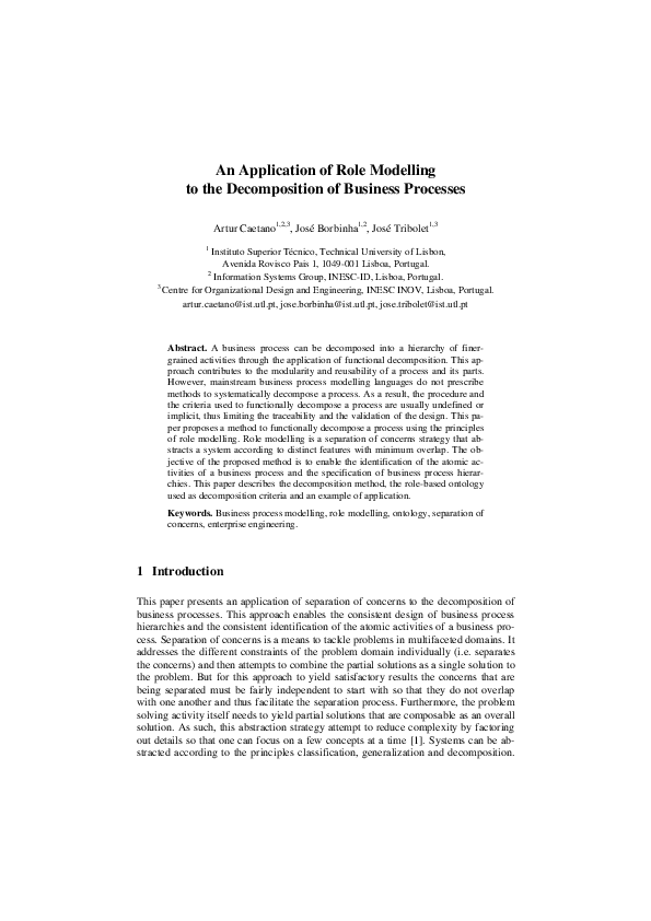 (PDF) An Application of Role Modelling to the Decomposition of Business ...