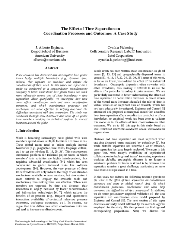 (PDF) The Effect of Time Separation on Coordination Processes and ...