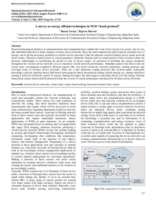 (PDF) A survey on energy efficient techniques in WSN “leach protocol”